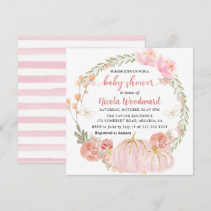 Wasserfarbenfall Floral Pumpkin Wreath Baby Dusche Einladung