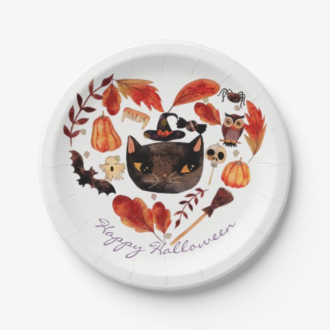 Wasserfarbenfall Halloween Babydusche Whimsisch Pappteller (Vorderseite)