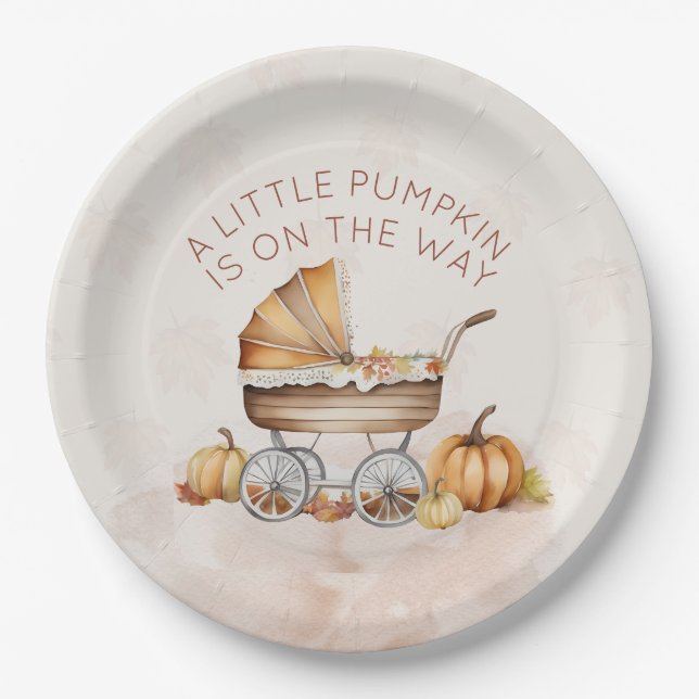 Wasserfarbenfall Pumpkin Baby Dusche Pappteller (Vorderseite)