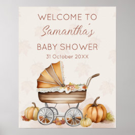 Wasserfarbenfall Pumpkin Baby Dusche Willkommen Poster