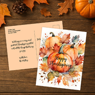 Wasserfarbenfall Pumpkin Harvest Erntedank Postkarte