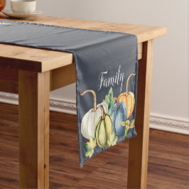Wasserfarbenfall Pumpkin Navy Blue Kurzer Tischläufer