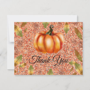 Wasserfarbenfall Pumpkin Orange Glitzer Dankeskarte