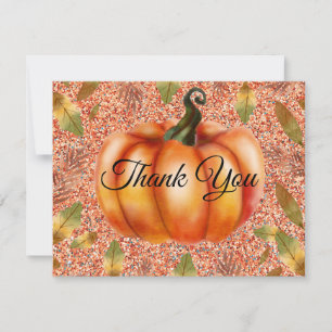 Wasserfarbenfall Pumpkin Orange Glitzer Dankeskarte