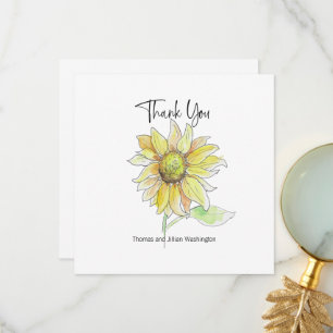 Wasserfarbenfall Sonnenblumen Custom Danke Karte