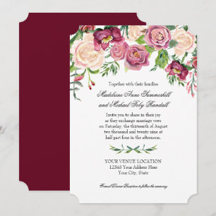 Wasserfarbenfall Winter Burgund Blumenblätter Rose Einladung
