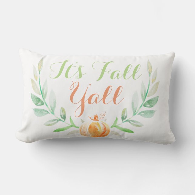 Wasserfarbenfallen Pumpkin & Laurels Es ist Fall Y Lendenkissen (Vorderseite)