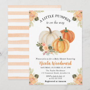 Wasserfarbenfallen Pumpkin und Cactus Baby Shower Einladung