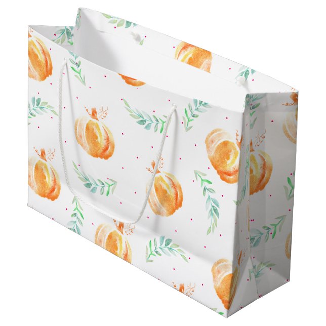 Wasserfarbenfallen Pumpkins & Laurels Große Geschenktüte (Vorderseite Schrägansicht)