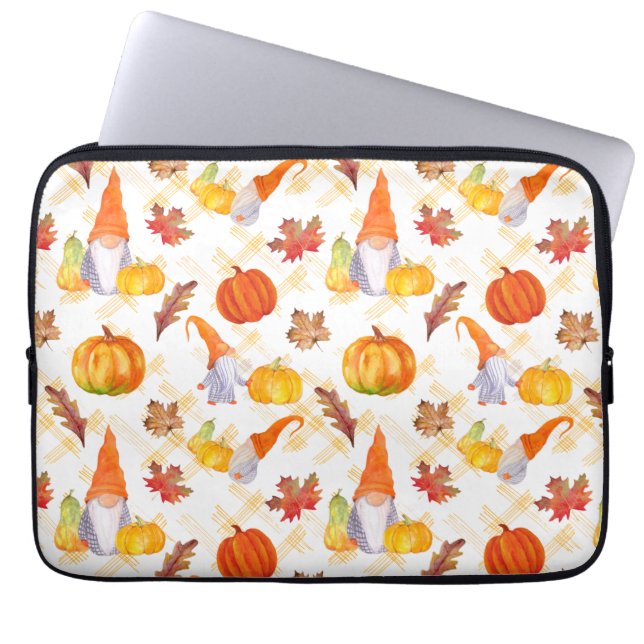 Wasserfarbenfallen, Pumpkins und Blätter Laptopschutzhülle (Vorderseite)