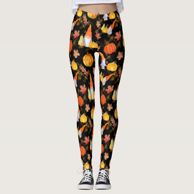 Wasserfarbenfallen, Pumpkins und Blätter Leggings (Vorderseite)