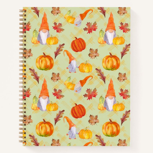 Wasserfarbenfallen, Pumpkins und Blätter Notizbuch (Vorderseite)