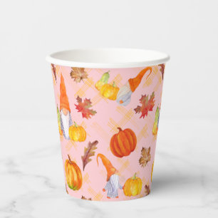 Wasserfarbenfallen, Pumpkins und Blätter Pappbecher