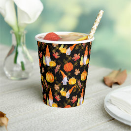 Wasserfarbenfallen, Pumpkins und Blätter Pappbecher