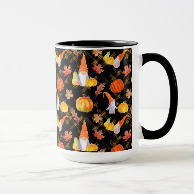 Wasserfarbenfallen, Pumpkins und Blätter Tasse (Rechts)