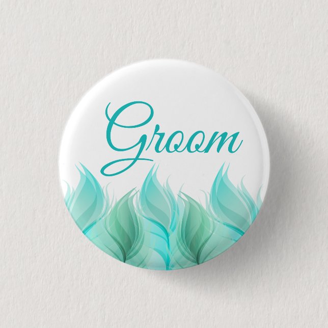 Wasserfarbenfeathers Groom Button (Vorderseite)