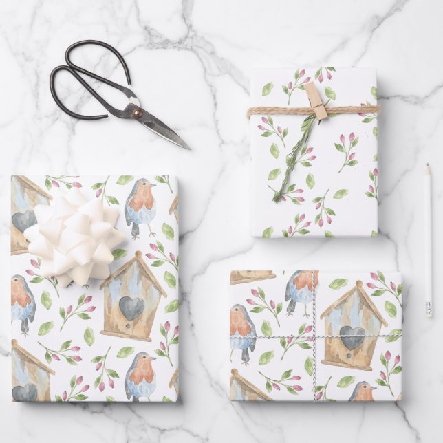 Wasserfarbenfeder Geschenkpapier Set (Vorderseite)