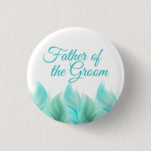Wasserfarbenfedern Vater des Grooms Button (Vorderseite)