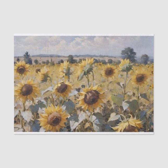Wasserfarbenfeld Sonnenblumen Dekoupage Seidenpapier (Vorderseite)