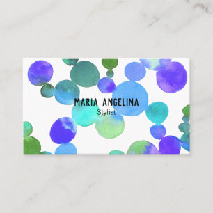 Wasserfarbenfelder und Punkte Blau Lila grün Visitenkarte