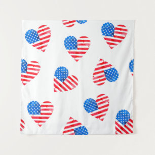 Wasserfarbenflagge Amerikas in Herzform Wandteppich