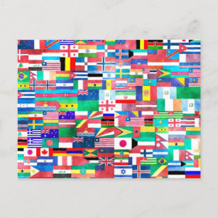 Wasserfarbenflaggen der Welt Postkarte