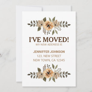 Wasserfarbenflora I ve Moved Announcement Card Ankündigung