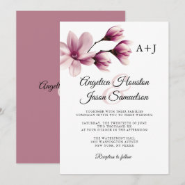 Wasserfarbenflorale Dusty Mauve Rose Taupe Wedding Einladung