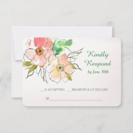 Wasserfarbenflorale Hochzeit RSVP Karte