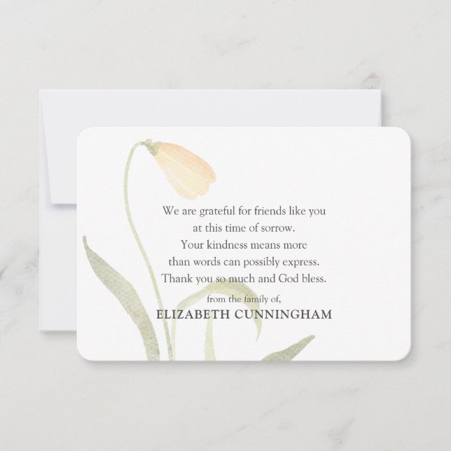 Wasserfarbenflorale Memorial Botanicals Moderner C Dankeskarte (Vorderseite)