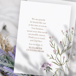 Wasserfarbenflorale Memorial Botanicals Moderner C Dankeskarte