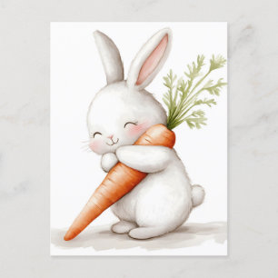 Wasserfarbenflut Bunny Carrot Liebe Ankündigungspostkarte