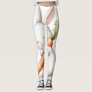 Wasserfarbenflut Bunny Carrot Liebe Leggings