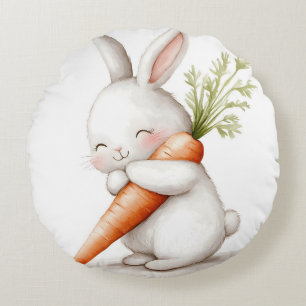 Wasserfarbenflut Bunny Carrot Liebe Rundes Kissen