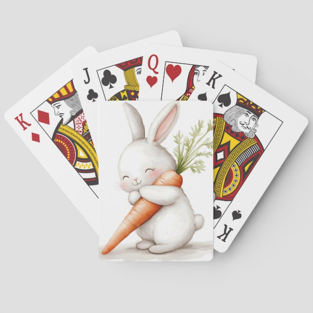 Wasserfarbenflut Bunny Carrot Liebe Spielkarten (Rückseite)