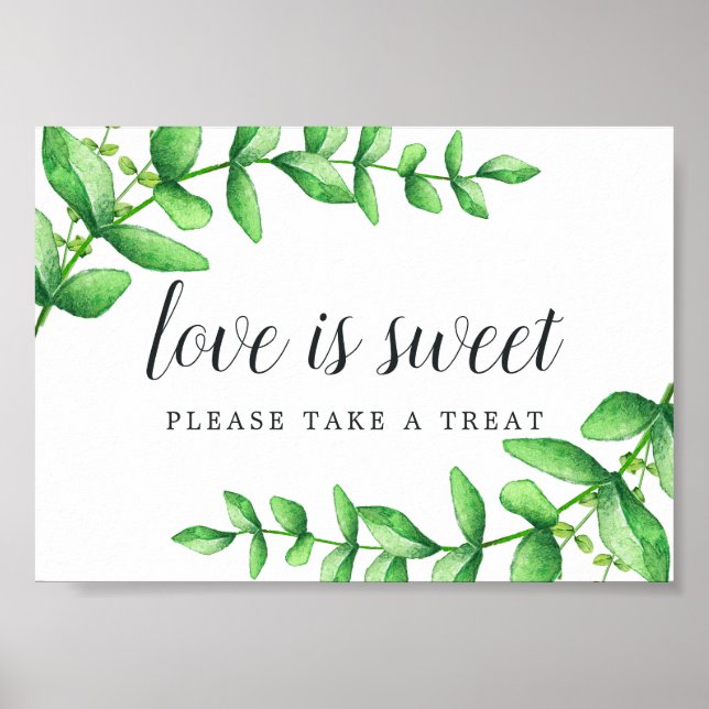 Wasserfarbenfolien Hochzeitsszenario Dessert Bar S Poster (Vorne)