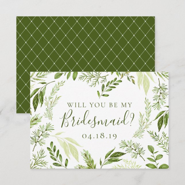 Wasserfarbenfolienherz wird meine Bridesmaid sein Einladung (Vorne/Hinten)