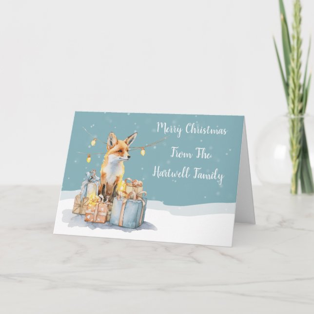 Wasserfarbenfox Feiertagskarte (Vorderseite)