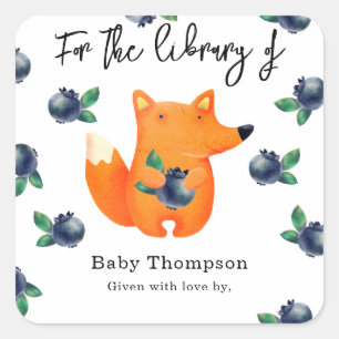 Wasserfarbenfox - für die Bibliothek Quadratischer Aufkleber