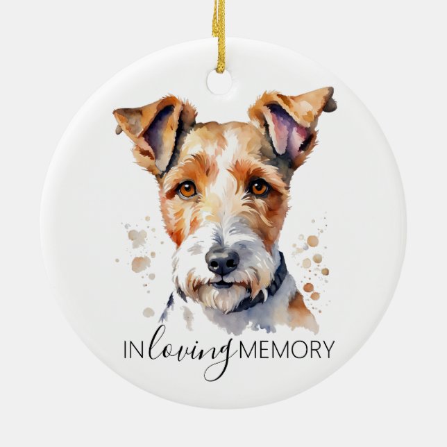 Wasserfarbenfox Terrier-Ornament Keramik Ornament (Hinten)