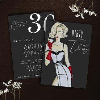 Wasserfarbenfrohe 30 Button Up Girl 30. Geburtstag Einladung