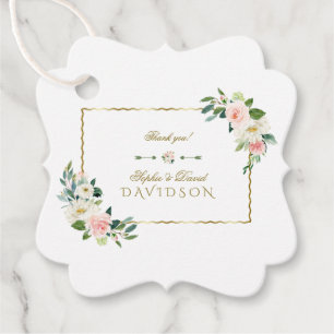 Wasserfarbenfrohe Blume Hochzeit der Goldmedaille Geschenkanhänger