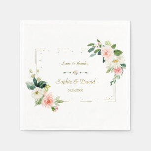 Wasserfarbenfrohe Blume Hochzeit der Goldmedaille Serviette
