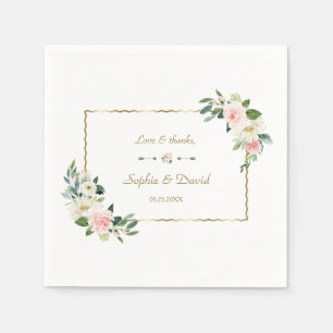 Wasserfarbenfrohe Blume Hochzeit der Goldmedaille Serviette
