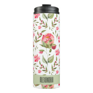 Wasserfarbenfrohe Blütentherme - Elegant Thermosbecher