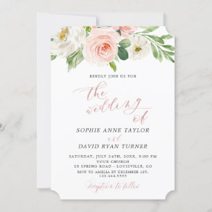 Wasserfarbenfrohe Elfenbeinblume Rose Goldhochzeit Einladung