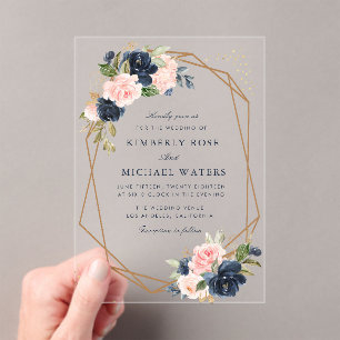 Wasserfarbenfrohe, geometrische Hochzeit Acryleinladungen