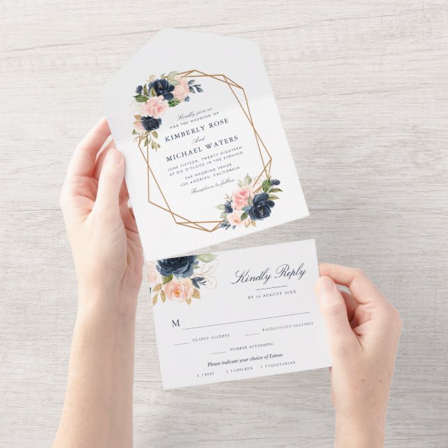 Wasserfarbenfrohe Hochzeit All In One Einladung (Abreißen)