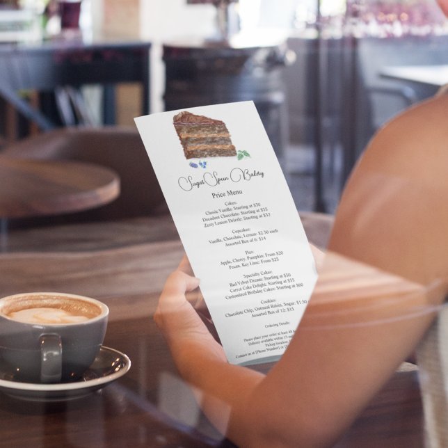 Wasserfarbenfrohe Konditorei, Café Preis Menükarte (Sweet success awaits: Elevate menus with luscious layers of Exquisite Chocolate Layered Cake! )