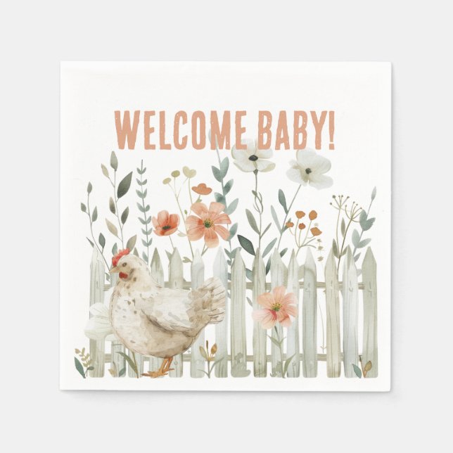 Wasserfarbenfrohe Landfarm Babydusche Serviette (Vorderseite)